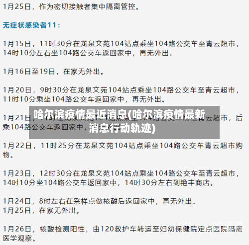 哈尔滨疫情最近消息(哈尔滨疫情最新消息行动轨迹)